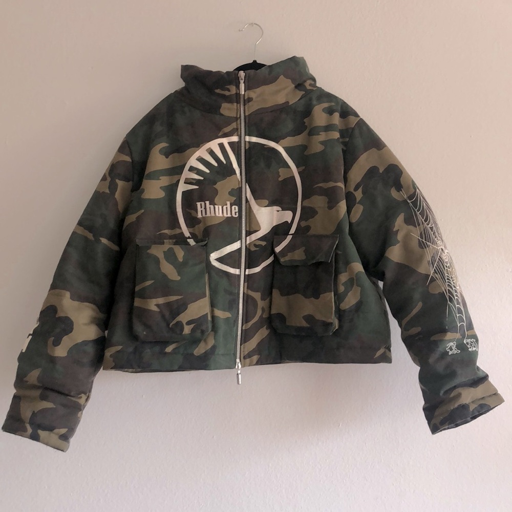 Rhude camo bubble coat